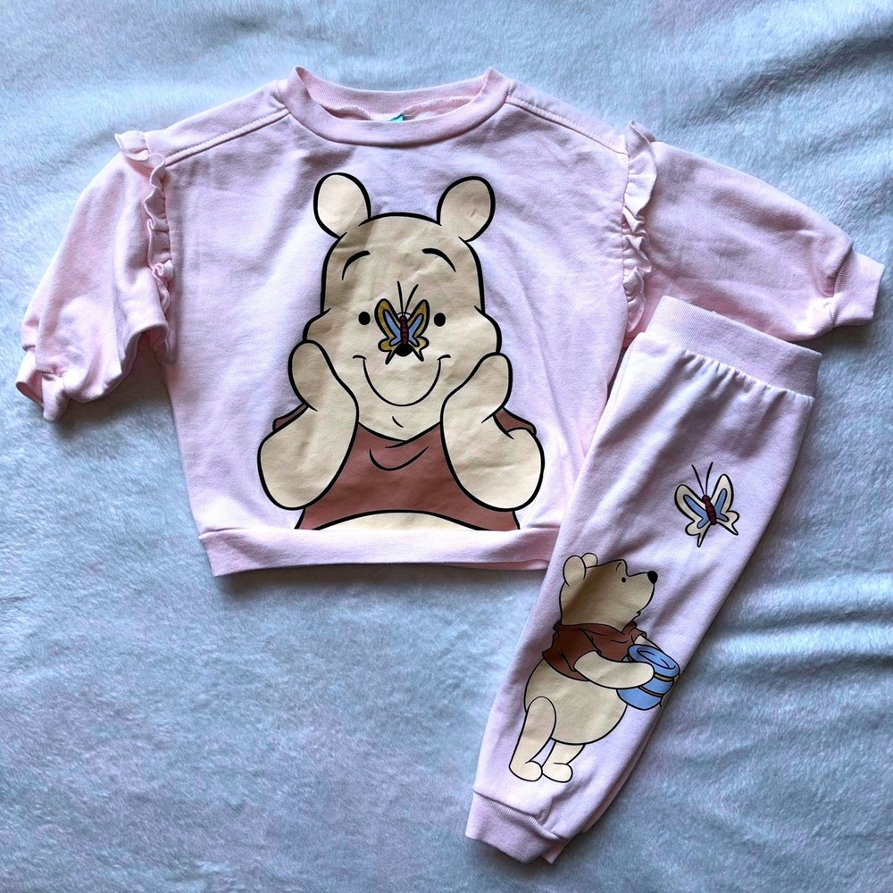 Disney Winnie the Pooh Pink Ruffle Sweatshirt and Joggers Set 12M